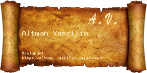 Altman Vaszilia névjegykártya